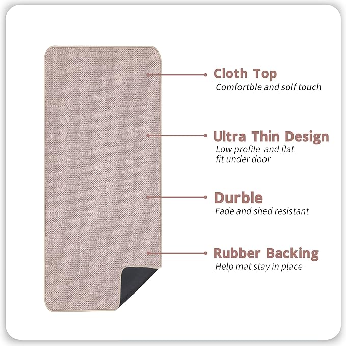 Bath Mat,Ultra Thin Bathroom Runner Rugs,Large Bath Mats for Bathroom,Quick Dry,Non-Slip,Machine Washable,Low Pile,Bath Rug,Shower Outside,Sink,Home Decor Accessories.Beige,3'x6'(36x72inch)