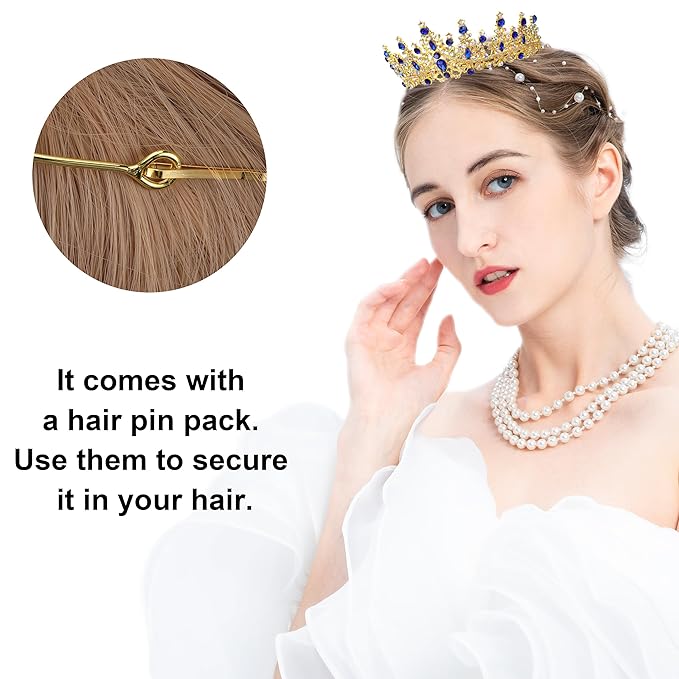 COCIDE Blue Crowns fpr Women Tiaras for Women Royal Blue Crown Hair Accessories Princess Halloween Cosplay Birthday Pageant Bride Headpieces Wedding Bridal