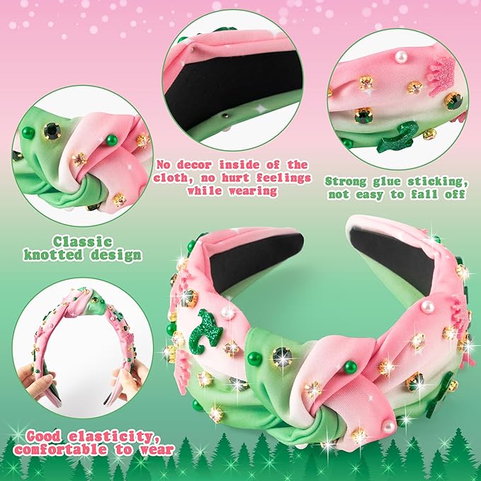PANTIDE Witch Musical Jeweled Knotted Headband - Witch Musical Fan Gift Glitter Pink Crown Green Boots Rhinestone Crystal Embellished Headband Fashion Accessories Birthday for Women Girl (Crown Boots)