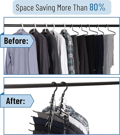 Mr. Pen- Space Saving Hangers for Clothes, 16 pcs, Black, Plastic Multi Clothes Hangers Space Saving, 5 Slots, 360° Rotating Hooks (Pack of 2)