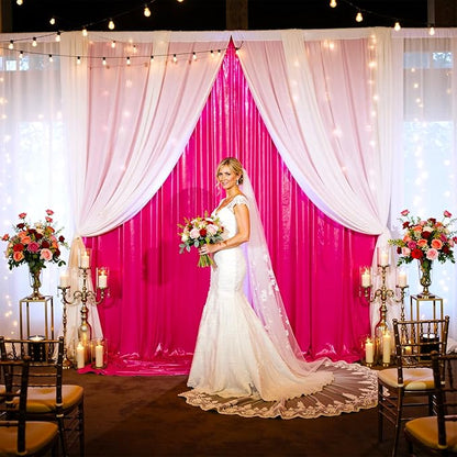 30x10ft Shimmer Hot Pink Sequin Backdrop Curtain for Parties-6 Panels 5x10ft Thick Wrinkle Free Glitter Fuchsia Photo Backdrop Drapes Curtains for Wedding Hot Pink Theme Party Photography Background