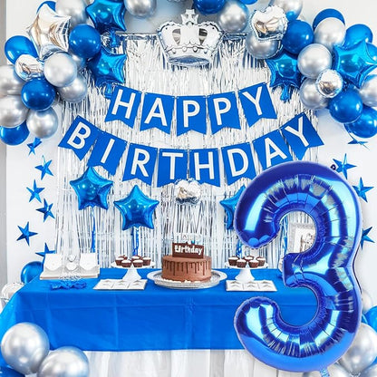Navy Blue 40 Inch Numbers Balloons 3, Large Self Inflating Dark Royal Blue Digit 3 Helium Balloons for 3rd Birthday Girls Boys, Foil Number 3 Balloons for Men Birthday Anniversary Decorations