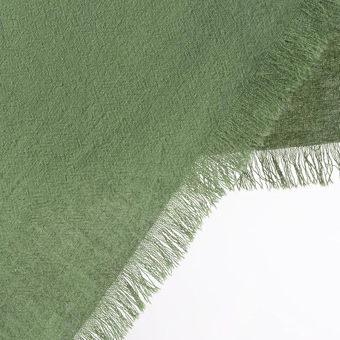 12 Pack Sage Green Cotton Linen Napkins with Fringe Christmas Cloth Napkins Set of 12 Boho Handmade Holiday Napkins Bulk for Wedding Baby Shower Xmas Dinner Table Parties, 17 x 17 Inches
