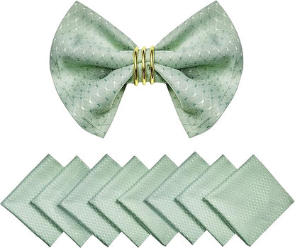 Cloth Napkins Set of 8 – Square 17x17 Inch Jacquard Fabric Polyester Washable Reusable Cloth Napkins for Kitchen Dinner Dining Restaurants Wedding Party Banquet (Sage Green)