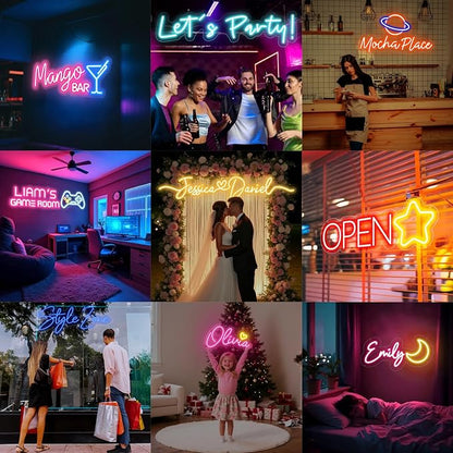Custom Neon Sign – Personalized LED Neon Name Sign for Wall Decor, Bedroom, Birthday Gifts for 10 Year Old Girls, Wedding Proposal, Party Backdrop, Kids Room Decor, Customizable LED Light (Pink)