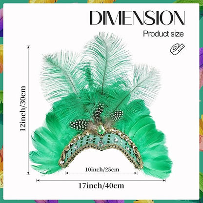 Women's Carnival Feather Headpieces Sequin Headdress for Wedding Masquerade Party Cosplay Feather Headbands