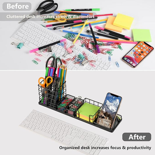 Topwey Pen Holder for Desk, Rotating Pencil Holder, Cup Holder for Desk Office, Pen Organizer in Black (Jet Black)