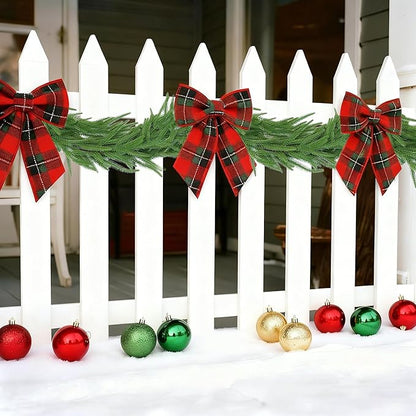 12 FT 2 Pcs 6 Ft Artificial Norfolk Pine Christmas Garlands, Realistic Winter Pine Garland, Green Artificial Greenery Garland for Mantle, Wall, Table,Fireplace,Indoor, Outdoor Christmas Decorations