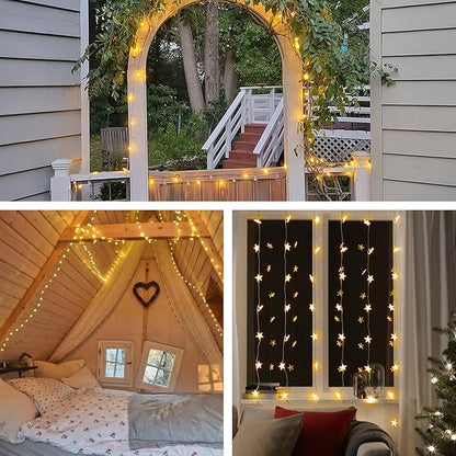 Star String Lights 360 LED 132FT,8 Modes Plug in Star Fairy Lights with Timer & Memory, Indoor Outdoor Star Christmas Lights for Birthday Party Bedroom Wedding Home Classroom Decor Warm White