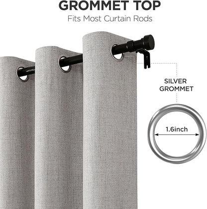 Joydeco Blackout Curtains 108 Inches Long 2 Panels Burg, Room Darkening Curtains for Bedroom, 100% Black Out Textured Thermal Drapes Privacy Protection 2 Panels Set(W52 x L108 Inch, Greyish White)