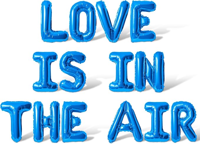 Letter Balloons - LOVE IS IN THE AIR 16" Inch Alphabet Letters Foil Mylar Balloon Valentines Day Party Banner (Blue)