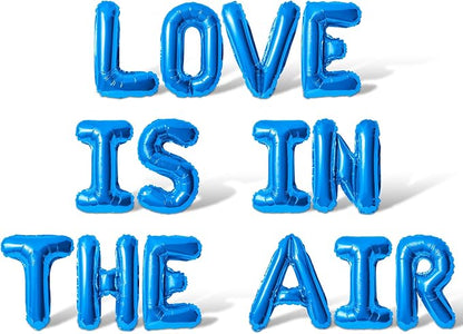 Letter Balloons - LOVE IS IN THE AIR 16" Inch Alphabet Letters Foil Mylar Balloon Valentines Day Party Banner (Blue)