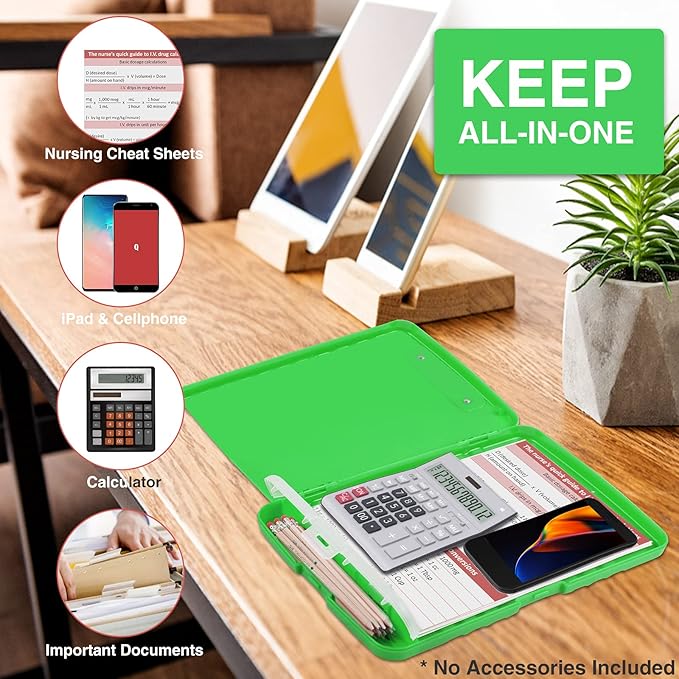 Sooez Clipboard with Storage, Clip Board 8.5 x 11 with Pen Holder, Plastic Organization Case Box for Letter Legal A4 Size Paper, Low Profile Clip, Nurses Teachers Must Haves, School & Office Supplies