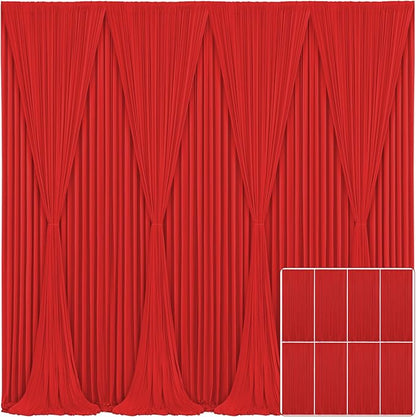 8 Panels Red Backdrop Curtain for Parties Wedding Wrinkle Free Red Photo Curtains Backdrop Drapes Fabric Decoration for Christmas Birthday Party Baby Shower 40ft(W) x 10ft(H)