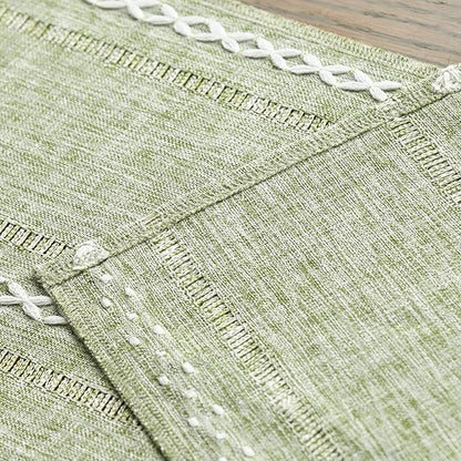 Artoid Mode Sage Green Rustic Cotton Linen Table Runner, Seasonal Embroidered Hollow Kitchen Dining Table Decoration for Home Party Decor 13x60 Inch