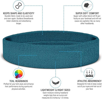 Suddora Toddlers Headbands, Sports Sweatbands for Kids, Non-Slip and Lightweight Fabric Bands for Youth Basketball, Soccer, and Tennis, Moisture-Wicking Bands for Cosplay & Costumes