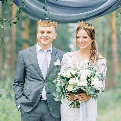 Juexica 6 Pieces Prom King Crown Metal Baroque King and Queen Prince Princess Crystal Headband Tiara Crown Wedding Bridal Accessories for Women Men