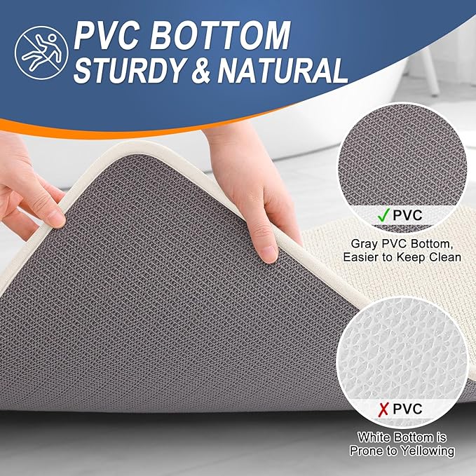 OLANLY Thick Memory Foam Bath Mat Rug 34x21, Extra Soft Absorbent Bathroom Rug, Quick Dry Bath Mats, Non-Slip, Machine Washable Carpet for Bathroom, Tub and Shower, Home Decor Accessories, Ivory