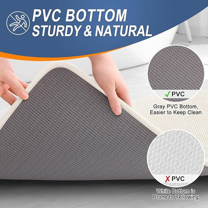 OLANLY Thick Memory Foam Bath Mat Rug 36x24, Extra Soft Absorbent Bathroom Rug, Quick Dry Bath Mats, Non-Slip, Machine Washable Carpet for Bathroom, Tub and Shower, Home Decor Accessories, Ivory