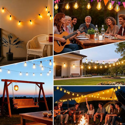 50FT Outdoor String Led Patio Lights 15M Outside Waterproof Light with ST38 Shatterproof Bulb Connectable Hanging Outdoor Electric Lighting for Garden Backyard Gazebo Porch Party Yard