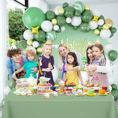 WNINK 2 Pcs Sage Green Plastic Tablecloth for Rectangle Tables Waterproof Green Disposable Table Cover Green Tablecloths for Birthday Wedding Bridal Shower Engagement Parties (54 x 108 Inch)