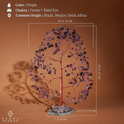 Crystal Trees for Home and Office Decoration, Amethyst Chakra Healing Crystals Feng Shui Handmade Trees for Positive Energy, Money, Good Luck, Christmas Decor, Birthday Gifts for Women, Mom