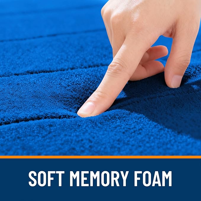 OLANLY Memory Foam Long Bathroom Rugs Runner 47x17, Super Soft Absorbent Bath Mat, Quick Dry, Machine Washable Shower Floor Rugs, Bathmat Carpet, Bathroom Home Decor Accessories, Royal Blue