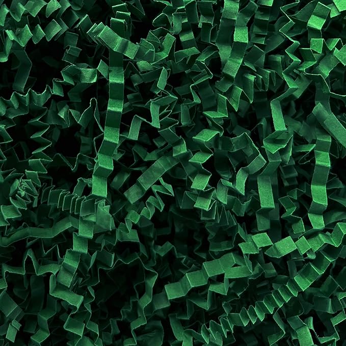 2LB Crinkle Paper Filler Dark Green Shredded Paper for Gift Baskets Easter Grass