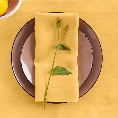 Solino Home Linen Napkins Set of 4-100% Pure Linen Mustard Yellow Dinner Napkins Cloth 20 x 20 Inch - Fete, Handcrafted and Machine Washable