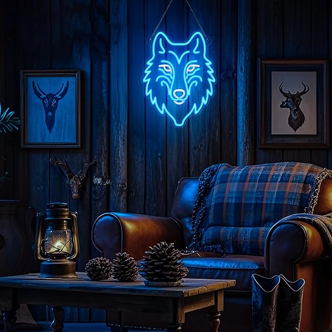 Wolf Neon Sign, Dimmable LED Wolf Light Animal Wall Decor, Christmas Gift Birthday Gifts for Boys Men, Bedroom Living Room Man Cave Home Decoration With USB Powered