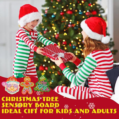Christmas 2025 Sensory Fidget Boards, Stress Relief Maze Toys with Santa Claus, Gingerbread Man Christmas Tree, Anxiety Autistic ADHD Toy for Kid Toddler Boys Teens Girls Activity Gifts Party Favor 3+