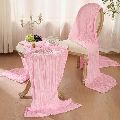 6 Pack Cheesecloth Table Runner 120 Inch Boho Rustic Gauze 10 FT Light Pink Cheese Cloths Table Runners Decorations for Spring Summer Birthday Party Baby Shower Wedding Holiday Home Decor