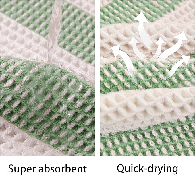 Waffle Bath Mat Non Slip, Boho Bathroom Rug, Super Absorbent Quick Dry Bathroom Mat, Soft Farmhouse Bath Rug with Tassels, Small Washable Shower Mats for Floor 20"x32", White and Green