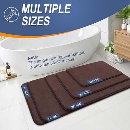 OLANLY Thick Memory Foam Bath Mat Rug 45x27, Extra Soft Absorbent Bathroom Rug, Quick Dry Bath Mats, Non-Slip, Machine Washable Carpet for Bathroom, Tub and Shower, Home Decor Accessories, Brown