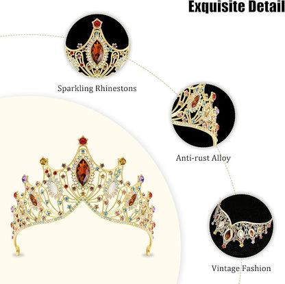 TAROSE Silver Tiaras for Women and Girls, Crystal Gold Crowns for Women, Hair Accessories for Bride/Halloween/Prom/Birthday