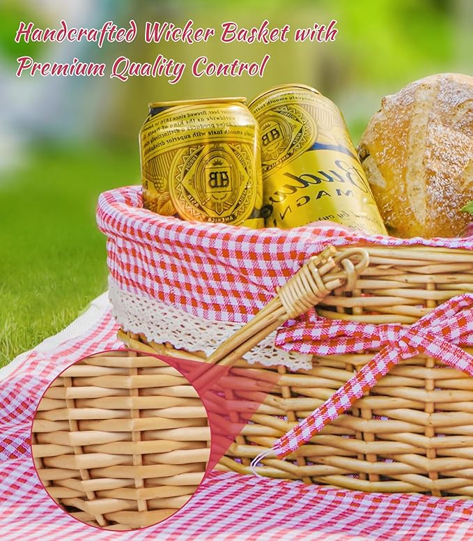 Picnic Basket for 4 with Table and Blanket Collapsible Cooler Bag Insulated Picnic Set for Beach Picnic Hamper Picnic Date Essentials for Outdoor Picnic Accessories Wedding Gift/Bridal Shower Gift