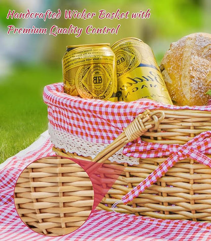 Picnic Basket for 4 with Table and Blanket Collapsible Cooler Bag Insulated Picnic Set for Beach Picnic Hamper Picnic Date Essentials for Outdoor Picnic Accessories Wedding Gift/Bridal Shower Gift
