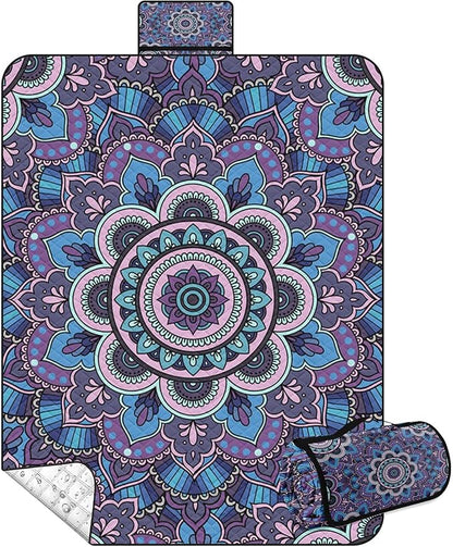 Waterproof Picnic Outdoor Blanket, 79" x 59" Sandproof Foldable Large Picnic Blanket for Beach, Camping, Park, Travel, Concert, Great Gift for Families and Couples (Boho Flowers)