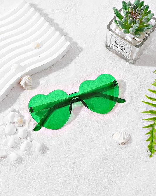 100 Pairs Heart Shaped Sunglasses for Women, Colorful Rimless Fun Heart Sunglasses Bulk Party Favors