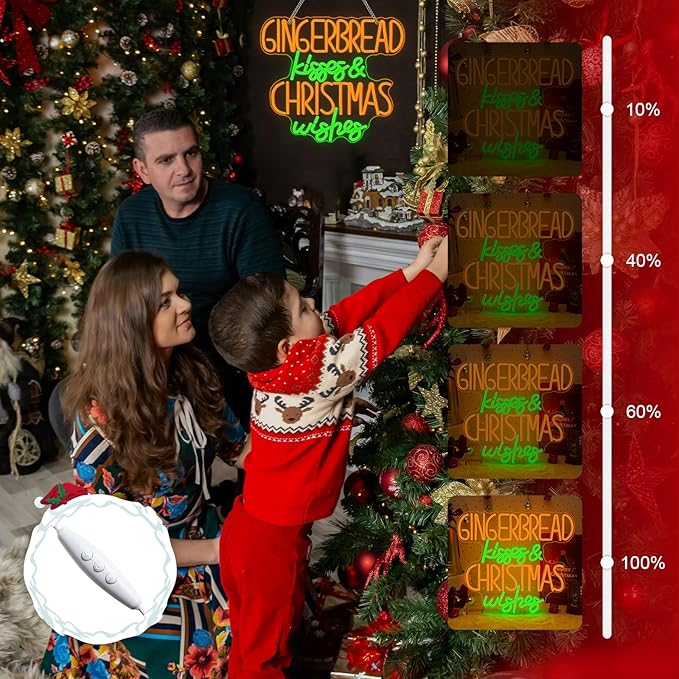 Horseneon Christmas Neon Sign Sweet Christmas LED Wall Light for Kitchen Dining Room USB Powered Adjustable Brightness Holiday Home Decor Gift