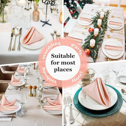 Bailarina 120 Pack Rose Gold Satin Napkins,17x17 Inches Wedding Napkins Square Soft Silky Table Napkins Bulk Decorative Elegant Cloth Napkin for Party Decoration, Banquet,Wedding,Graduation