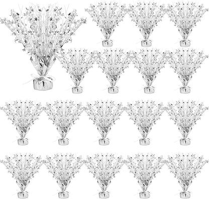Crowye 18 Pcs Foil Spray Centerpiece Christmas Party Winter Star Table Decoration Burst Metallic Table Centerpieces for Birthday Party Season Holiday(Silver)
