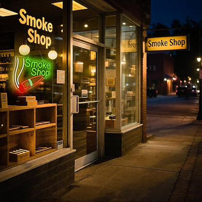 Smoke Shop Neon Signs, LED Neon light, Dimmable USB Powered, for Commercial Smoke Shop Bar Man Cave Pub Recreation Room Garage