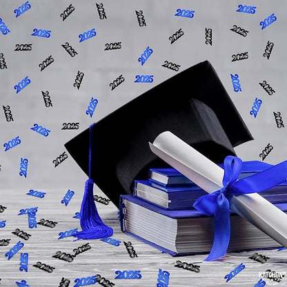 KatchOn, Blue and Black 2025 Confetti - Pack of 500 | Graduation Confetti Class of 2025, Blue Graduation Decorations 2025 | Grad Party Supplies, Grad Party Decorations 2025 | Prom Decorations 2025