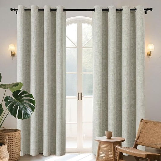 Joydeco Blackout Room Divider Curtains, Extra Wide Light Beige Sliding Door Drapes Living Room Curtains, 1 Panel 100W x 96L Inch Patio Door Drapes for Room Privacy