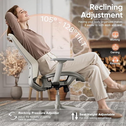 ELABEST Mesh Office Chair,Ergonomic Computer Desk Chair,Sturdy Task Chair- Adjustable Lumbar Support & Armrests,Tilt Function,Comfort Wide Seat,Swivel Home Office Chair