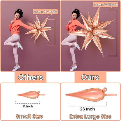 KatchOn, Huge Rose Gold Starburst Balloons - 26 Inch | Star Balloon, Rose Gold Party Decorations | Spike Balloon for Mylar Balloons Decoration | Graduation Decorations 2025