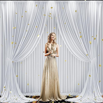 4 Panels Silver Grey Backdrop Curtain for Parties Wedding Wrinkle Free Silver Grey Photo Curtains Backdrop Drapes Fabric Decoration for Birthday Party Baby Shower 20ft(W) x 10ft(H)