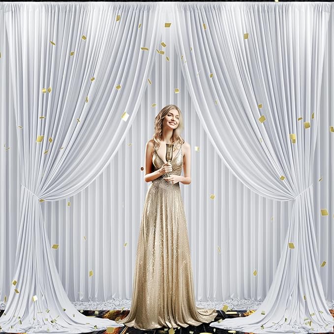 6 Panels Silver Grey Backdrop Curtain for Parties Wedding Wrinkle Free Silver Grey Photo Curtains Backdrop Drapes Fabric Decoration for Birthday Party Baby Shower 30ft(W) x 10ft(H)