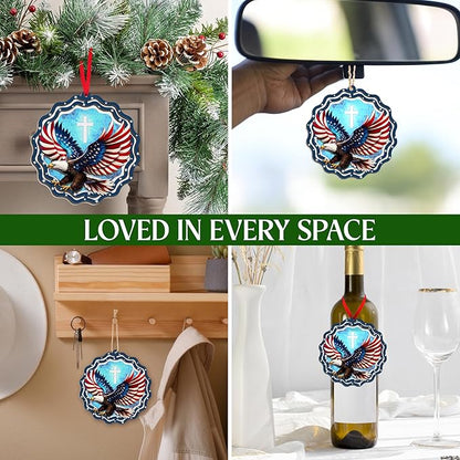 FLAGWIX Christmas Bald Eagle Gifts for Men Women - American Eagle Suncatcher Ornaments 2025 for Tree Decorations - Christmas Ornaments for Home Decor, Eagle Gifts for Mom Dad, Friend Gift Ideas